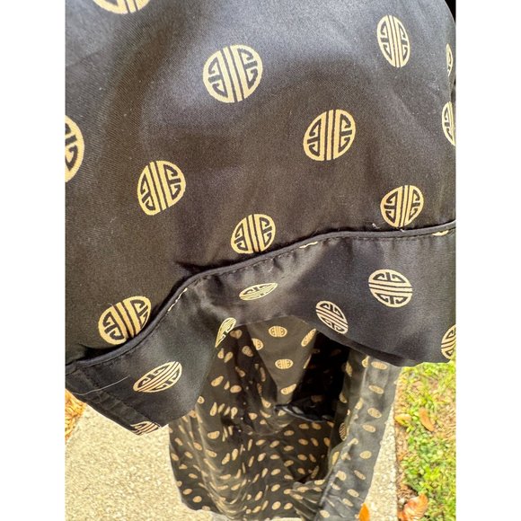 Robert Louis Mens Silk Blend Robe One Size Black and Gold Print Luxurious - Picture 7 of 9